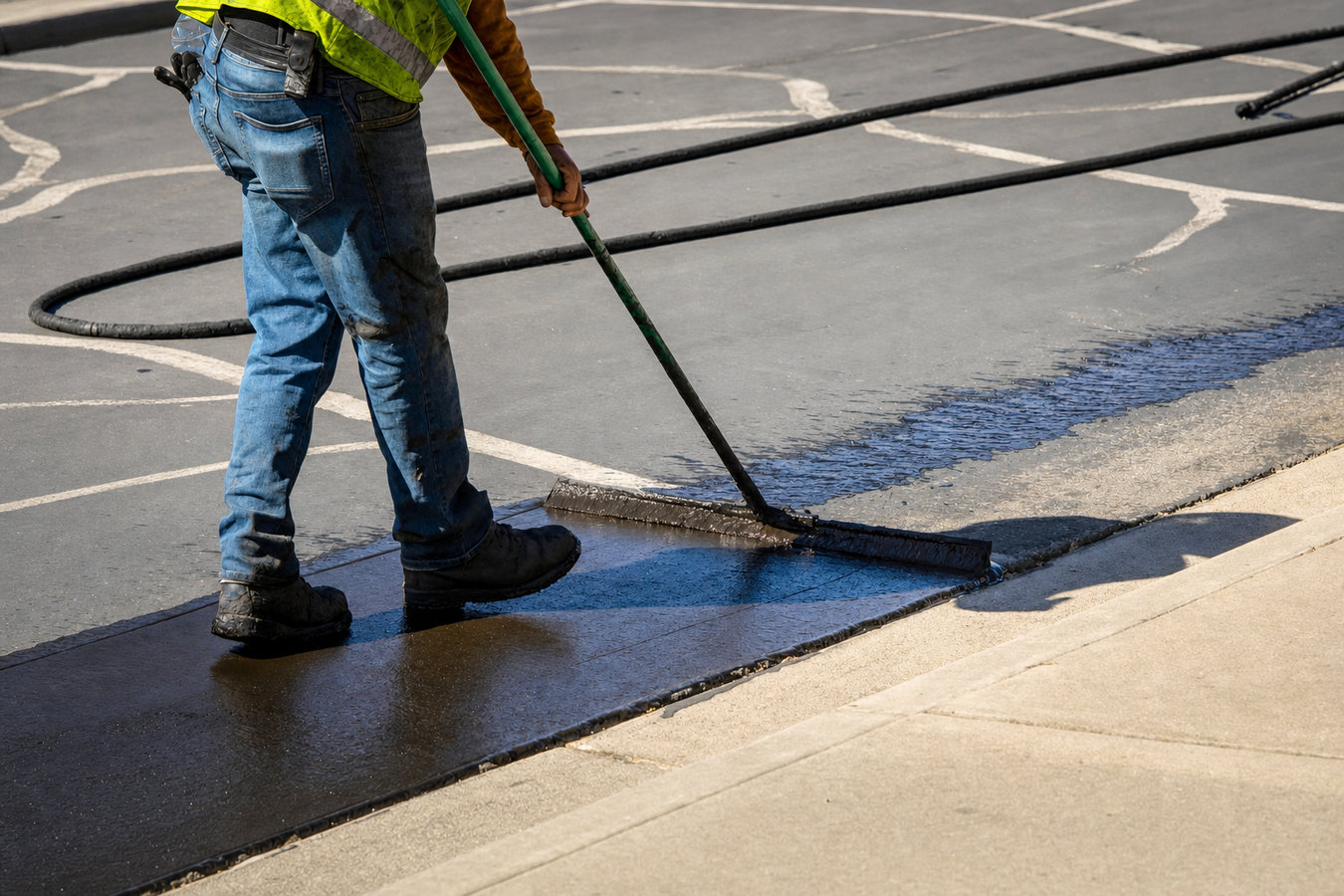 Asphalt sealcoating